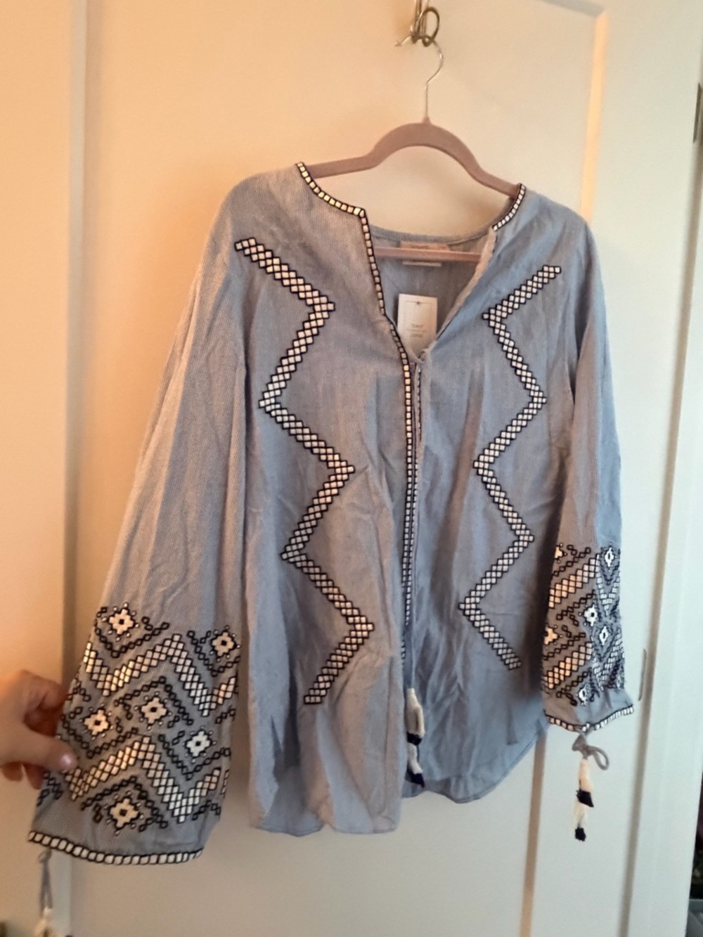 Rungolee Striped Button-Up Shirt in Blue & White